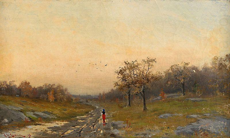 Autumn Landscape with a Woman on a Road, Mauritz Lindstrom